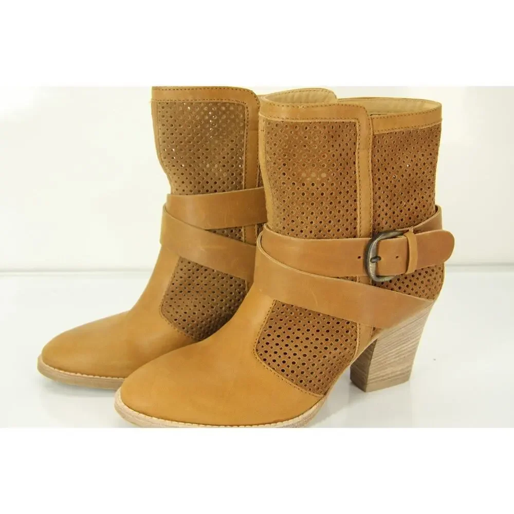 Aquatalia by Marvin K Brown Suede Fawn Ankle Boots Size 6.5 NIB Women's $495 Sz